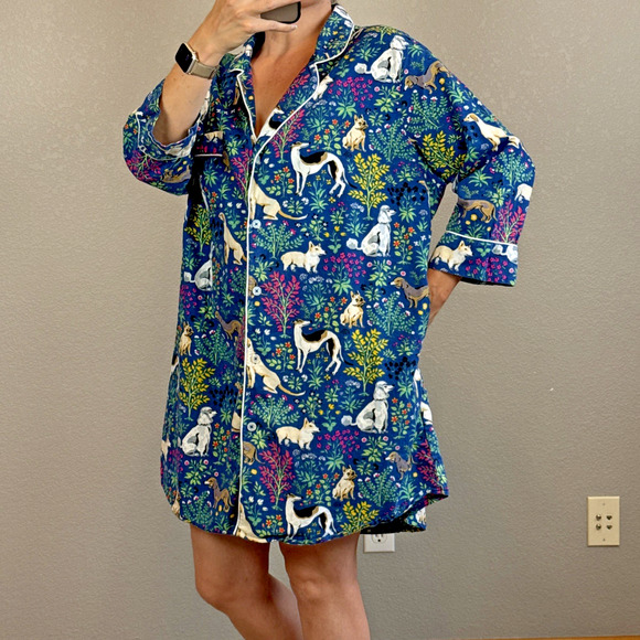 Printfresh Other - Printfresh Lightweight Flannel Sleep Shirt Size XL Blue Cotton Must Love Dogs